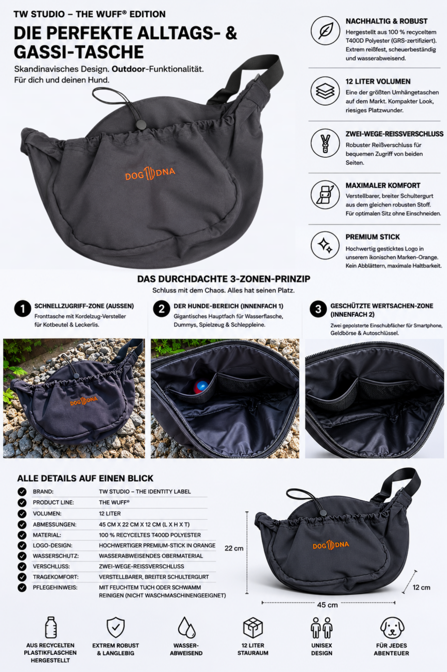 Die perfekte Alltags- & Gassi-Tasche | TW STUDIO – The Wuff® DOG DNA Edition