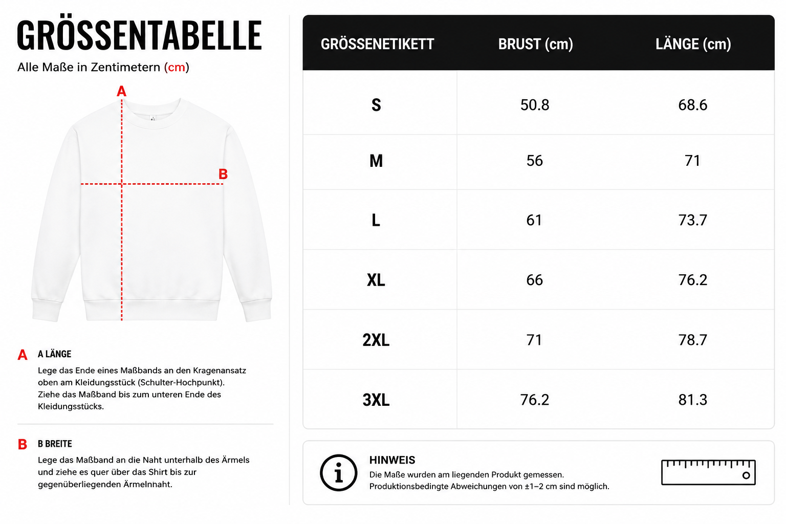 Größentabelle