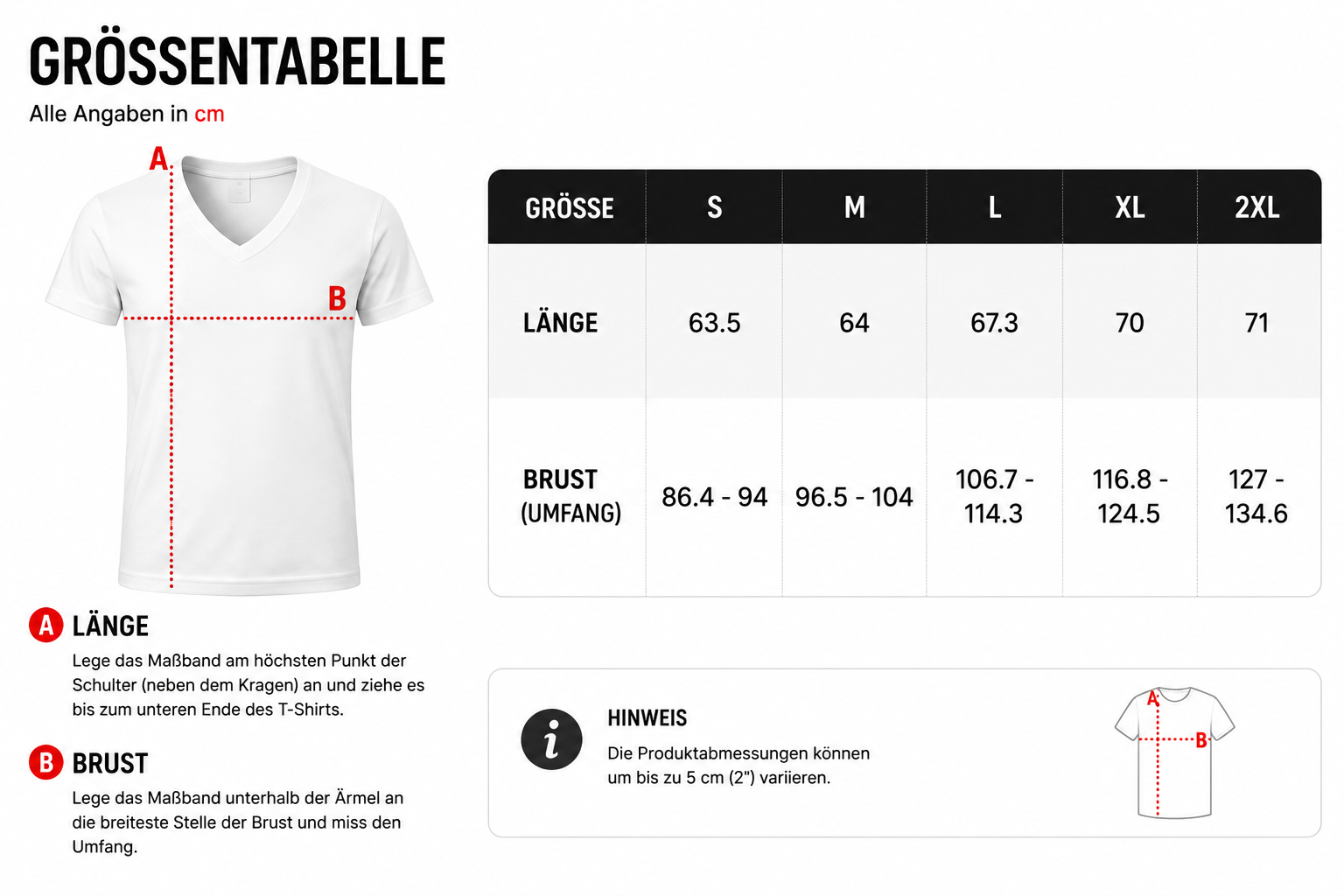 Größentabelle